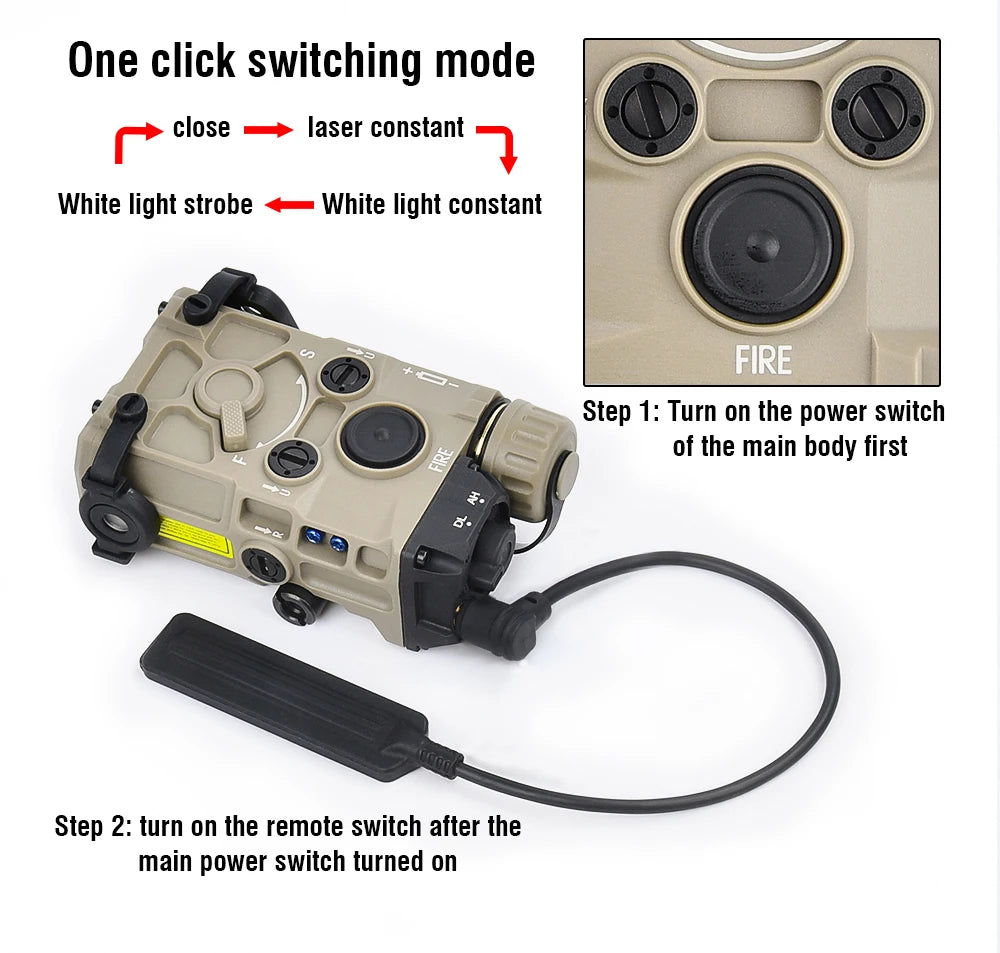Tactical Nylon EOTEC OGL Red Dot Laser Indicator Blue Green IR PEQ-15 with OGL White Strobe Flashlight for Airsoft Gun Rifle