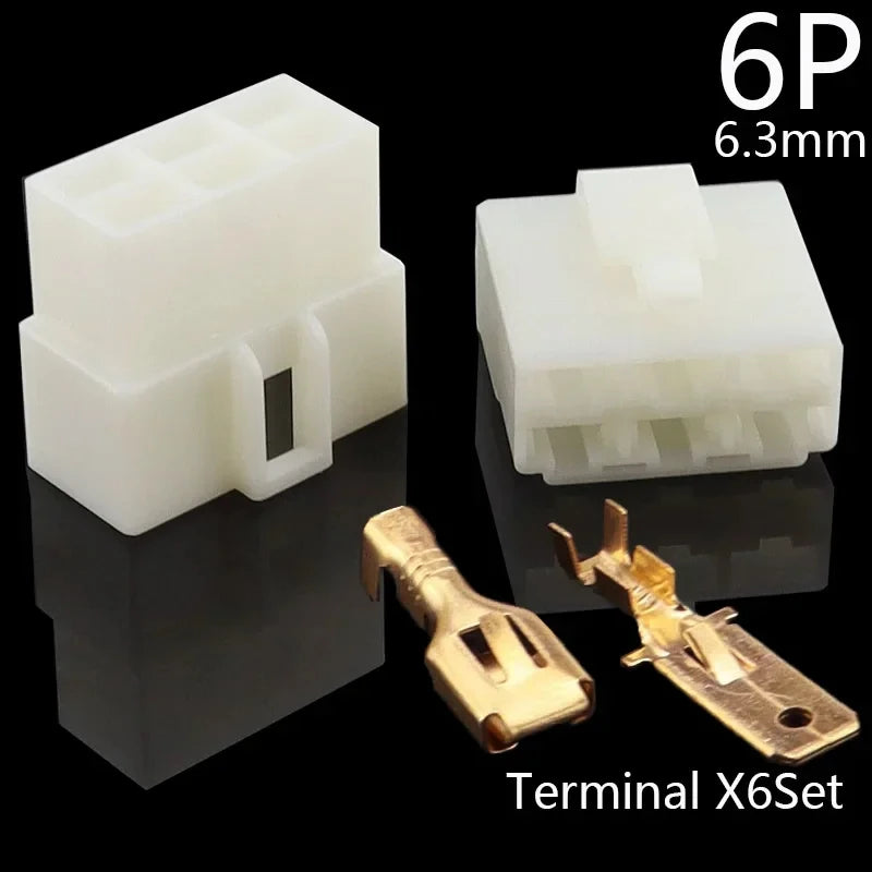 1Set 6.3mm 1/2/3/4/6/8P Automotive Male Female Electrical Connector Cable Terminal Plug Kit for Motorcycle Ebike Car Wiring