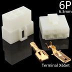 1Set 6.3mm 1/2/3/4/6/8P Automotive Male Female Electrical Connector Cable Terminal Plug Kit for Motorcycle Ebike Car Wiring