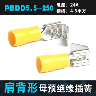50Pcs PBDD Piggy Back Disconnectors, Pre-insulated Wire Terminals (Red/Blue/Yellow 1.25-5.5mm) - Insulated Spade Connectors