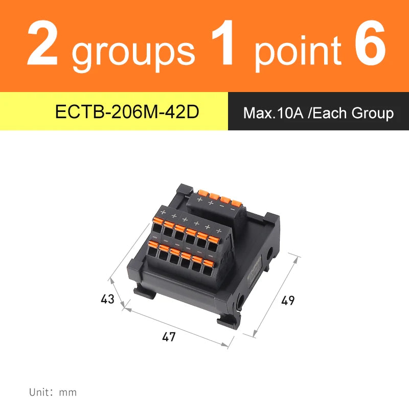 ENMG Spring terminals Save Wiring Split Terminal Block ECTB 10A Power Splitter PLC Terminal Block One to One One One to One10~64