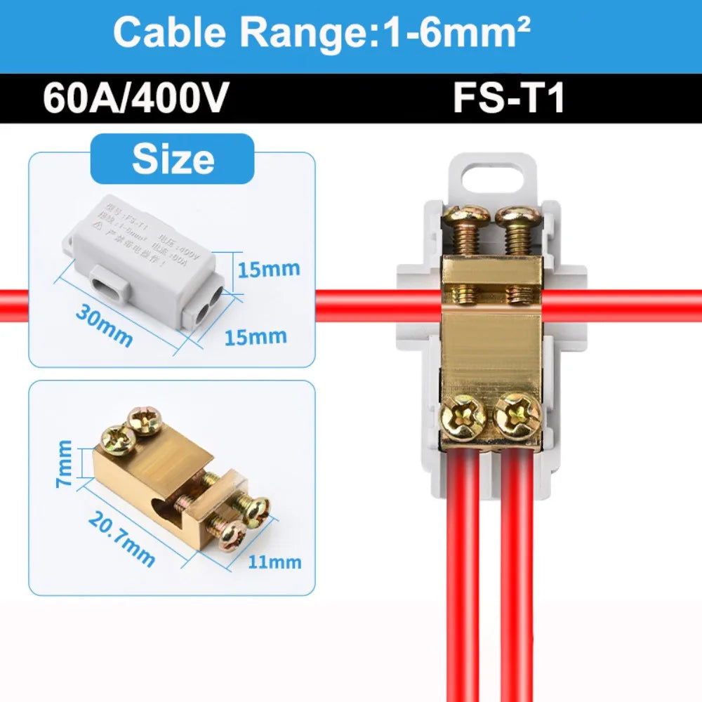 New Conductor Brass High Power Splitter Large Current Universal Quick Terminal Block Terminal Blocks Electrical