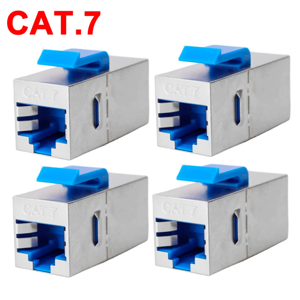 1-4PCS Ethernet LAN Network Cable Adapter RJ45 Keystone Jack CAT7 CAT6A Shielded Modular Coupler with Latch CAT5e Connectors