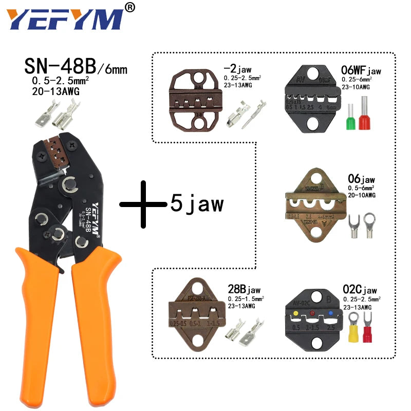 SN-48B Crimping Plier 0.5-2.5mm2 20-13AWG SN-28B/48B/2 Dupont XH2.54 KF2510 SM 2.54 3.96 TAB 2.8/4.8/6.3 Plug Type Terminal