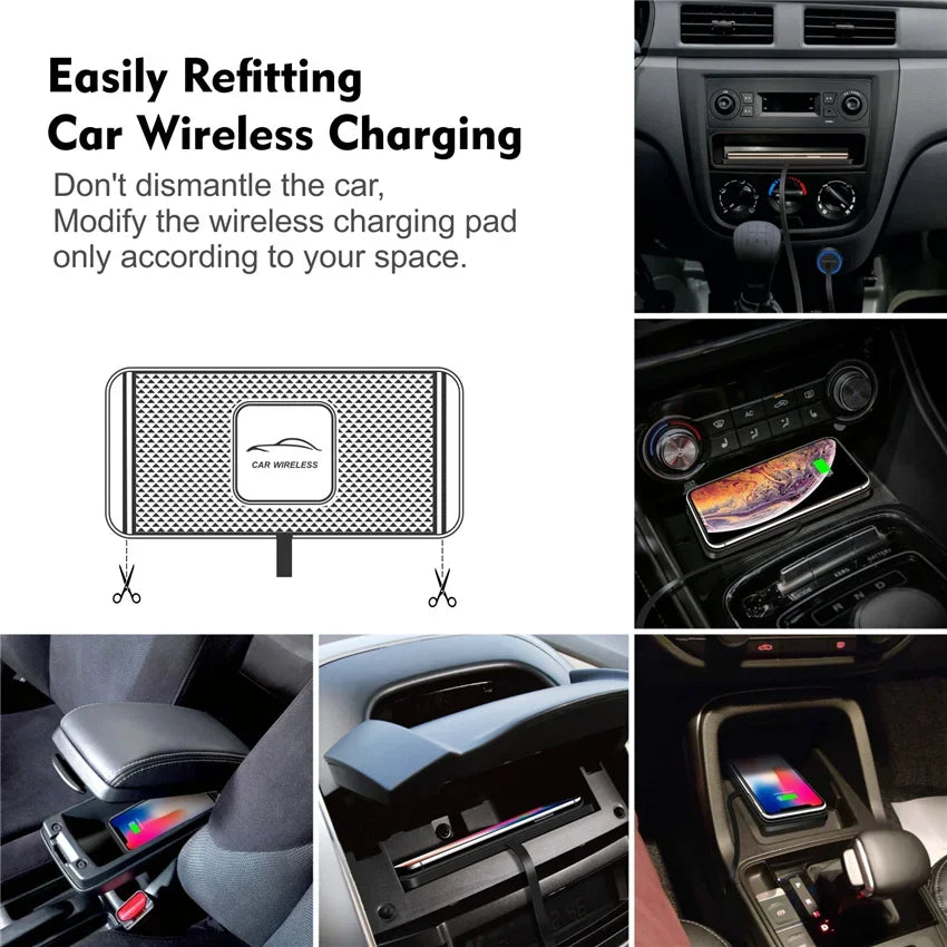 Wireless Charger Car Silicone Pad Stand For iPhone 17 16 14 13 12 Xiaomi Samsung Huawei Mobile Phone Fast Car Wireless Charging