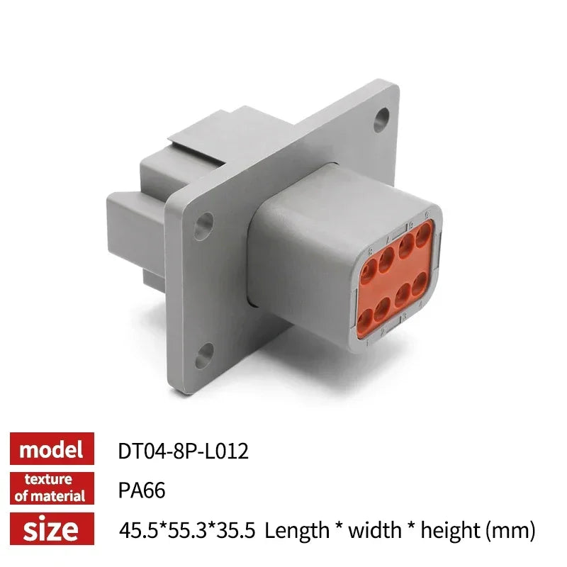Deutsch DT Industrial DT04-8P-L012 Flange Mount Connector IP68 | 22-16AWG for Heavy Duty Truck & Bus Electrical Systems