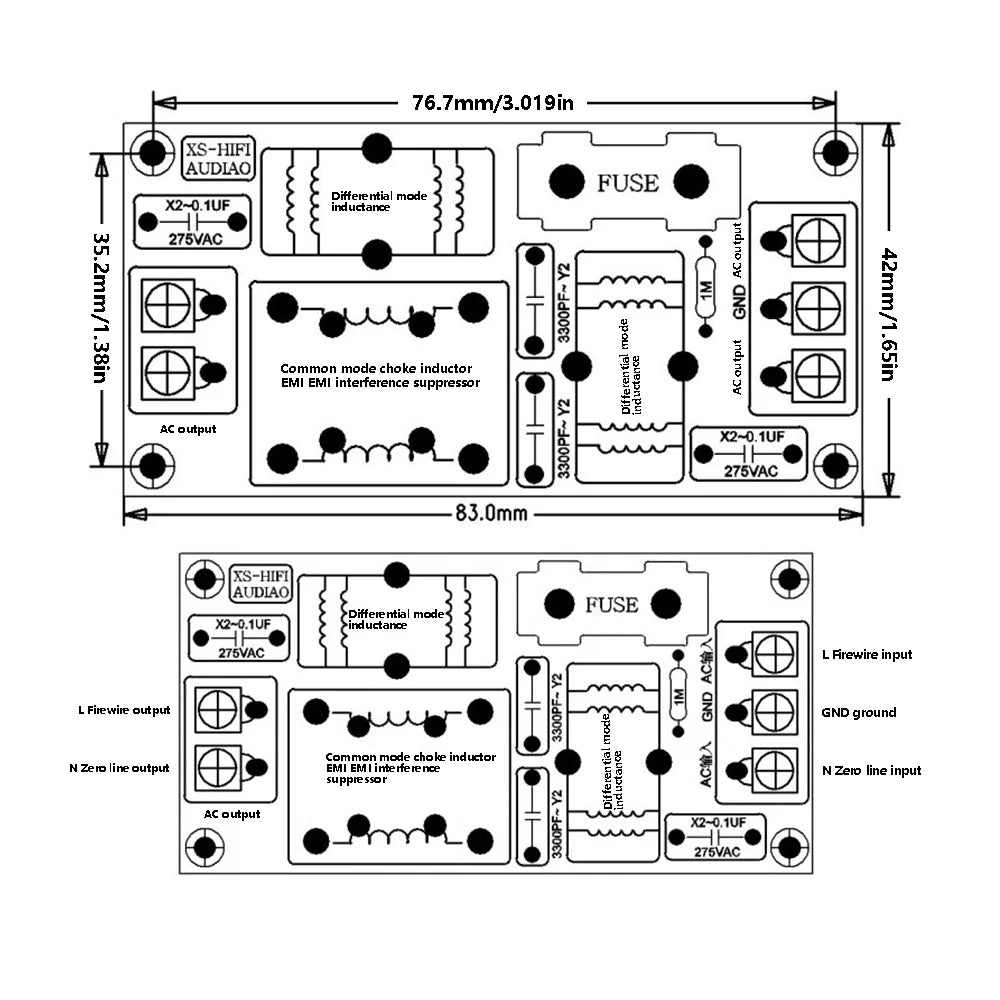 Power Supply Filter EMI High Frequency Filter EMI Power Filter AC110-220V 2A 4A 10A 20A Filtering Board