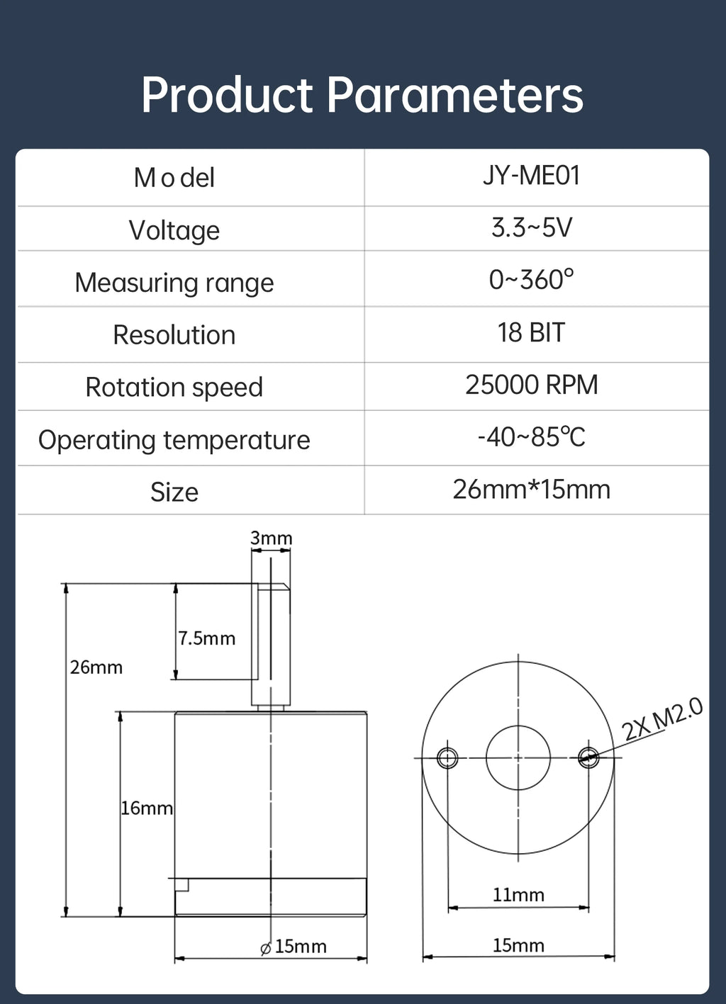 WitMotion JY-ME02 Rotary Absolute Encoder Digital High-Precision Angle Sensor 485 CAN Interface Power-Off Memory Angle Sensor