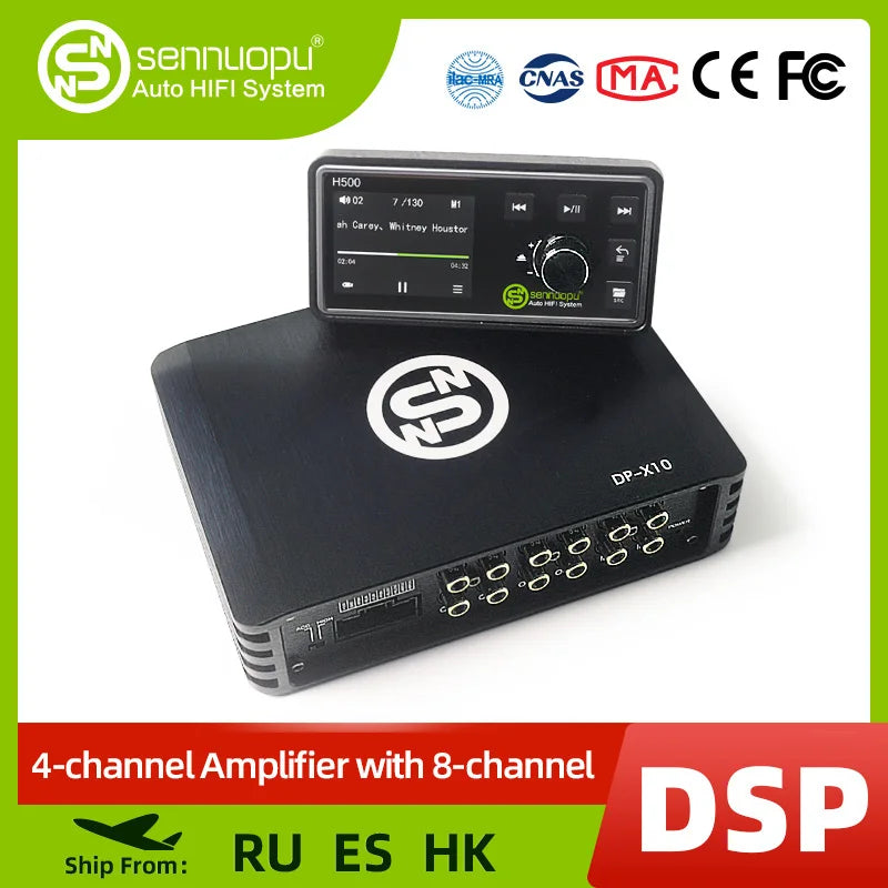 Sennuopu Car DSP Processor 4 Channel Amplifier 8 Channels Digital Sound Processors with LCD Remote Controller