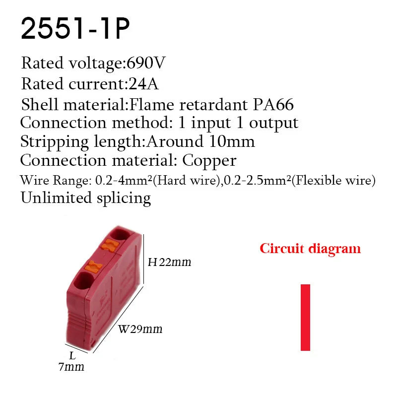 Push-In Wire Connectors Electrical Cable Terminal Block Multiple In/out DIN Rail Mount With Fixing Hole Spliceable DIY connectio