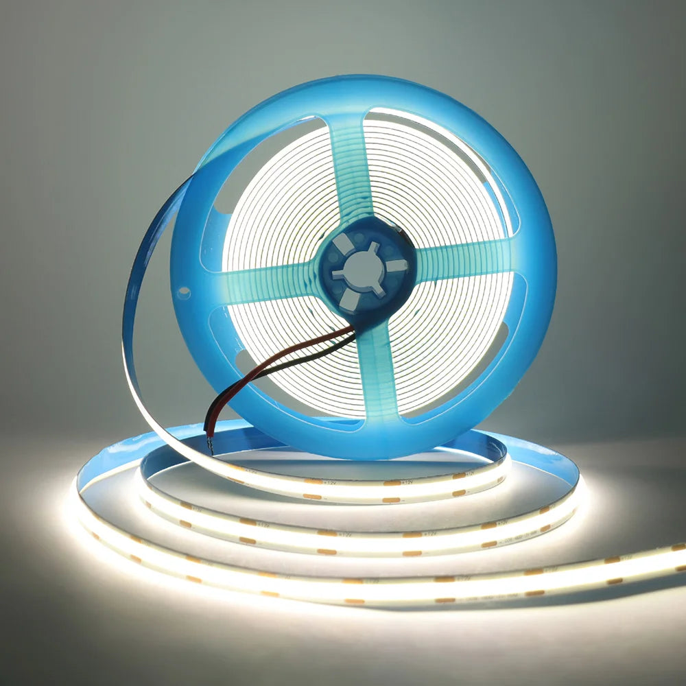 DC 12V 24V COB LED Strip Light 320 480 528 LEDs Flexible Tape High Density Linear Lighting Warm White 8mm PCB 0.5m 1m 2m 5m 10m