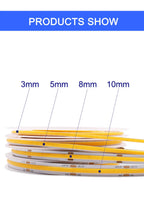 FOB COB LED Strip Lights 3mm 5mm 8mm 10mm 12V 24V Flexible Dimmable LED Tape Easy Install Cuttable 3000K 4000K 6000K LED Tape