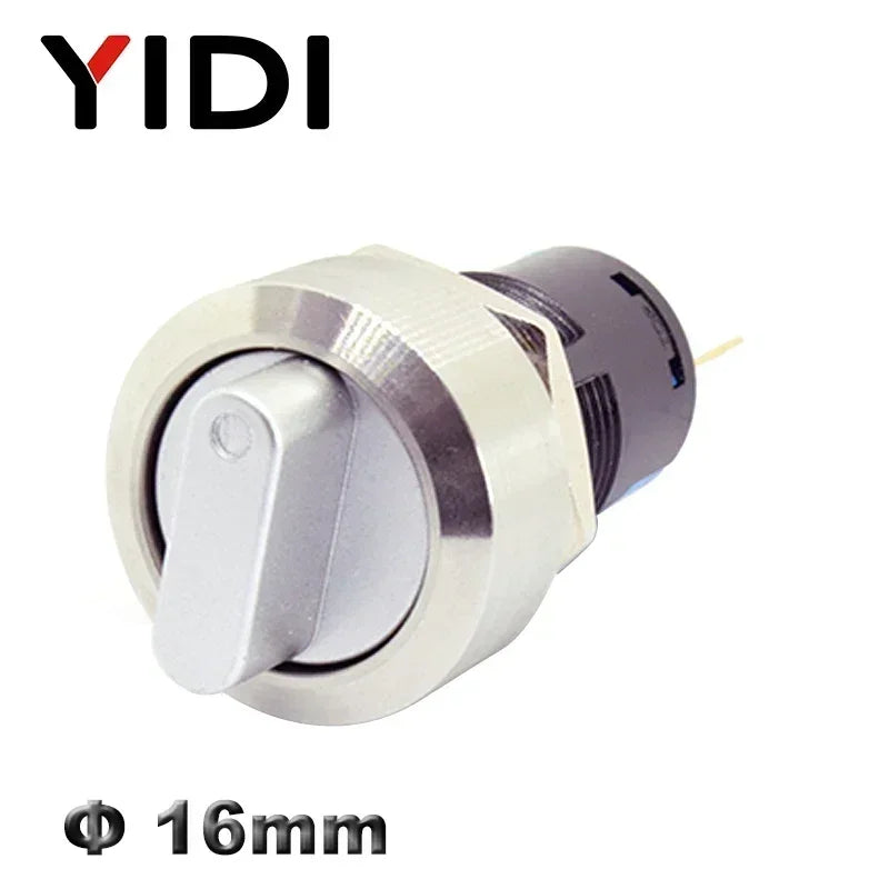 16mm Metal Rotary Selector Switch 2 3 Position On Off 12V Led Red Green Stainless Steel Push Button Switch 1NO1NC Latching SPDT