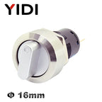 16mm Metal Rotary Selector Switch 2 3 Position On Off 12V Led Red Green Stainless Steel Push Button Switch 1NO1NC Latching SPDT