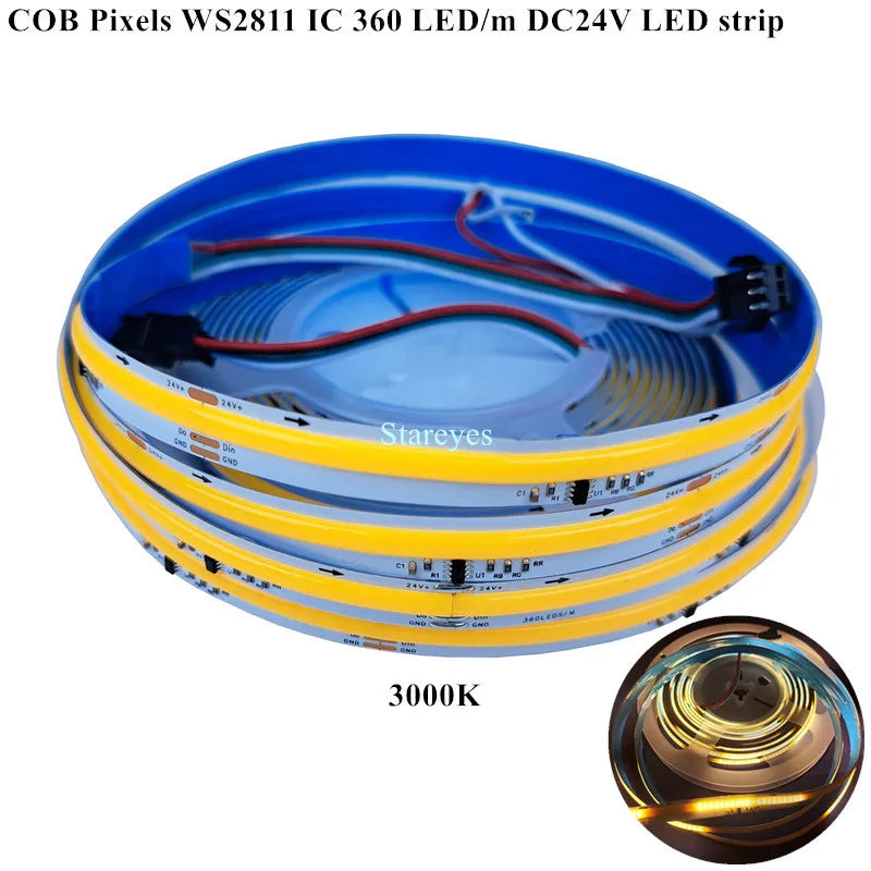 COB SPI LED Strip Light 24V 5m Addressable Pixels White CCT RGB RGBW RGBCCT WS2811 WS2814 Digital IC FCOB Magic Color Tape Rope