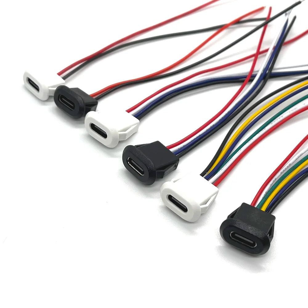 USB Connector Type-C Waterproof with PH 2.0 2Pin 4Pin 6Pin Locking Plate Female Waterproof High Current Fast Charging Jack Port