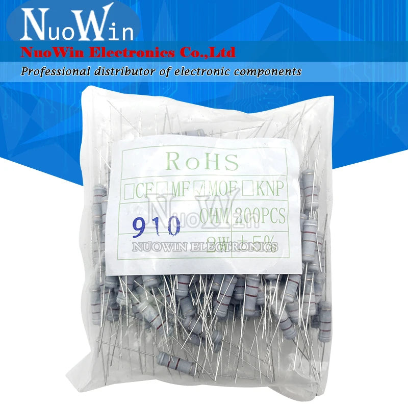 20pcs/Lot 2W Carbon Film Resistor 5% 0.1R-10M 0.22 10R 47R 100R 150R 220R 330R 560R 750R 1K 10K 33K 100K 220K 470K 820K Ohm