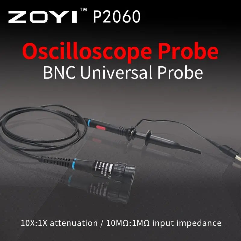 P2060 BNC Oscilloscope Probes Kit with Switchable 1X/10X Test Clips - High Precision Measurement
