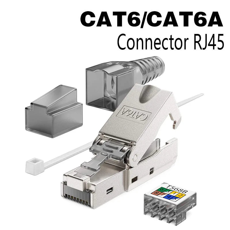 CAT8 STP RJ45 Connector CAT7 CAT6A Reusable Ethernet Termination modular Plug Shielded Modular Zinc alloy Field Termination Plug