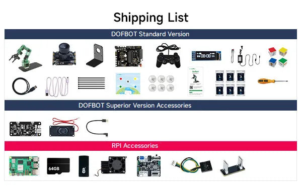 DOFBOT Raspberry Pi 5 Smart Robotic Arm DIY Electronic Kit AI Large Model Vision 6DOF Robot Support ROS2 Development