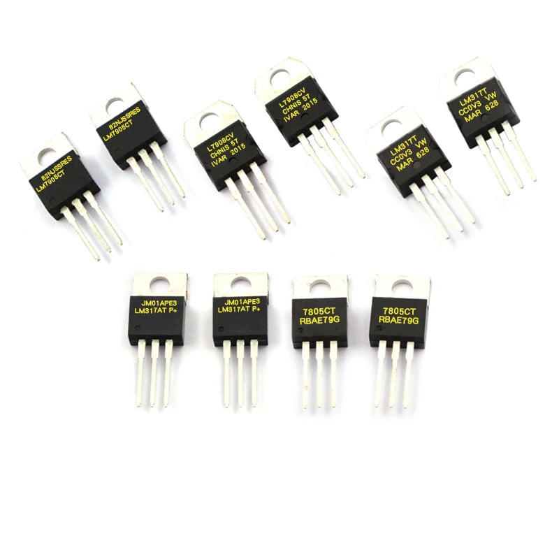 10Pcs LM7805CT CJ78M05 LM317BTG LM7905CT LM317T L7812CV LM317AT L7915CV TO220 L7805CD2T Voltage Regulator IC 5V 1.5A TO-220