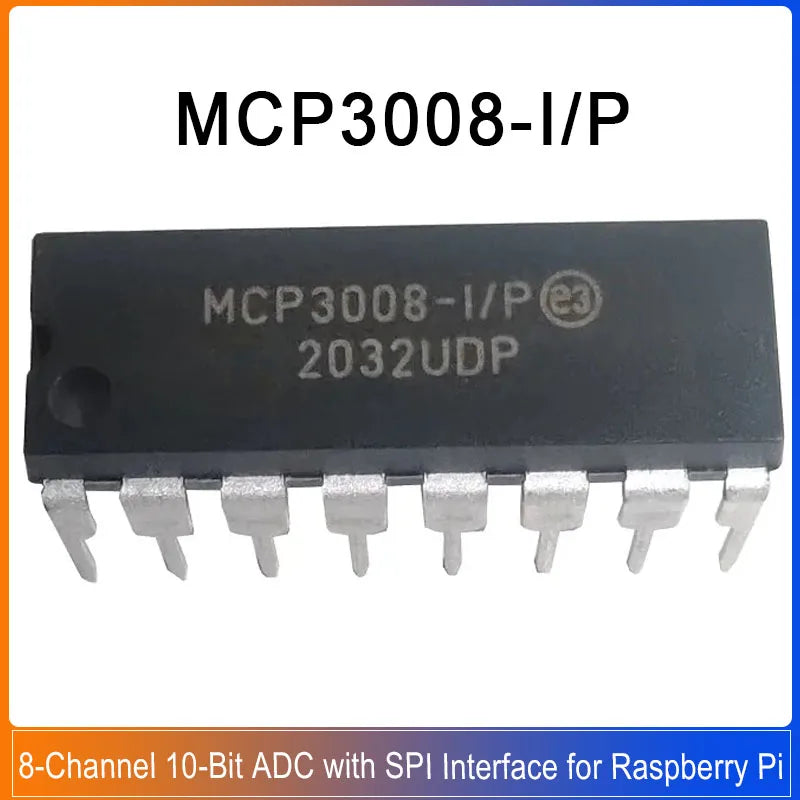 1-5PCS MCP3008-I/P Mcp3008 DIP-16 Mcp 8-Channel 10-Bit ADC with SPI Interface for Raspberry Pi Digital to Analog Converter