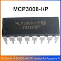1-5PCS MCP3008-I/P Mcp3008 DIP-16 Mcp 8-Channel 10-Bit ADC with SPI Interface for Raspberry Pi Digital to Analog Converter