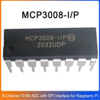 1-5PCS MCP3008-I/P Mcp3008 DIP-16 Mcp 8-Channel 10-Bit ADC with SPI Interface for Raspberry Pi Digital to Analog Converter