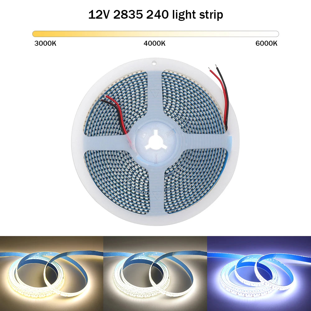 12V 24V LED Strip SMD 2835 Flexible LED Tape 5M 120 240 480Leds/m Waterproof Ribbon Diode Room Decor Warm Natural Cool White