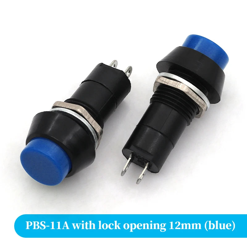 2PCS PBS-11A PBS-11B 12mm self-locking Plastic Push Button Switch Latching Switchs 3A 250V AC 2PIN
