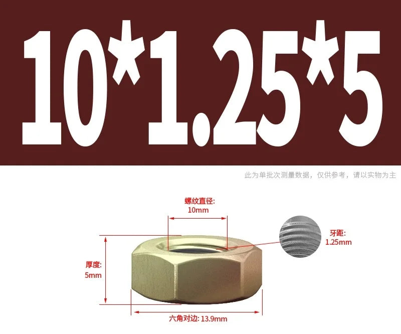 Hex Nut M8 M10 M12 M14 M16 Galvanized Carbon Steel Fine Thread Hexagon Nut Thin Nut Lighting Nut Pitch 0.75/1/1.25/1.5mm