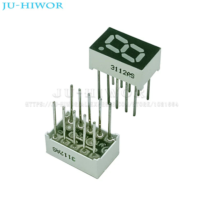 10pcs 0.32 Inch 10Pins 3112AS 3112BS 1 Bit Digit 7 Segment Red LED Digital Display Digitron Common Anode Cathode C-C C-A