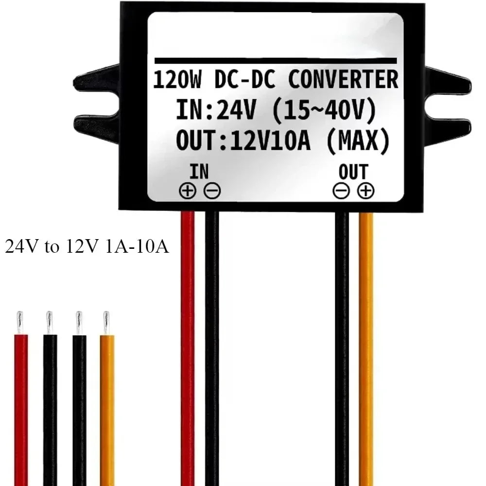 24V to 12V 1A-10A DC to DC Buck Converter Step Down Converter Adaptive Car Power Supply Module Regulator Transformer Module CE
