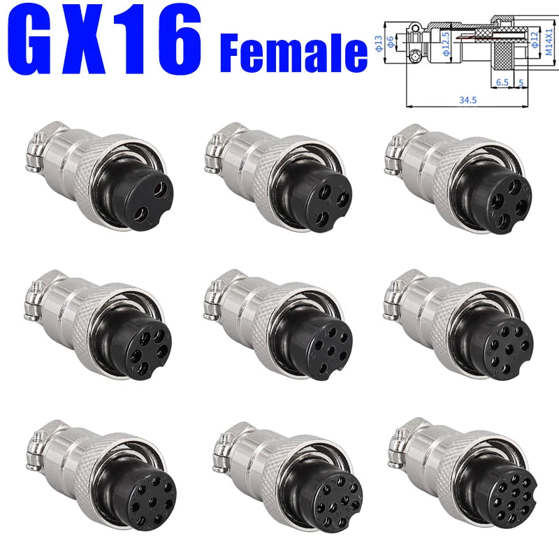 5Pcs GX12 GX16 GX20 Aviation Connector 2 3 4 5 6 7 8 9 10Pin Male Female Docking Cable Aviator Plug Socket
