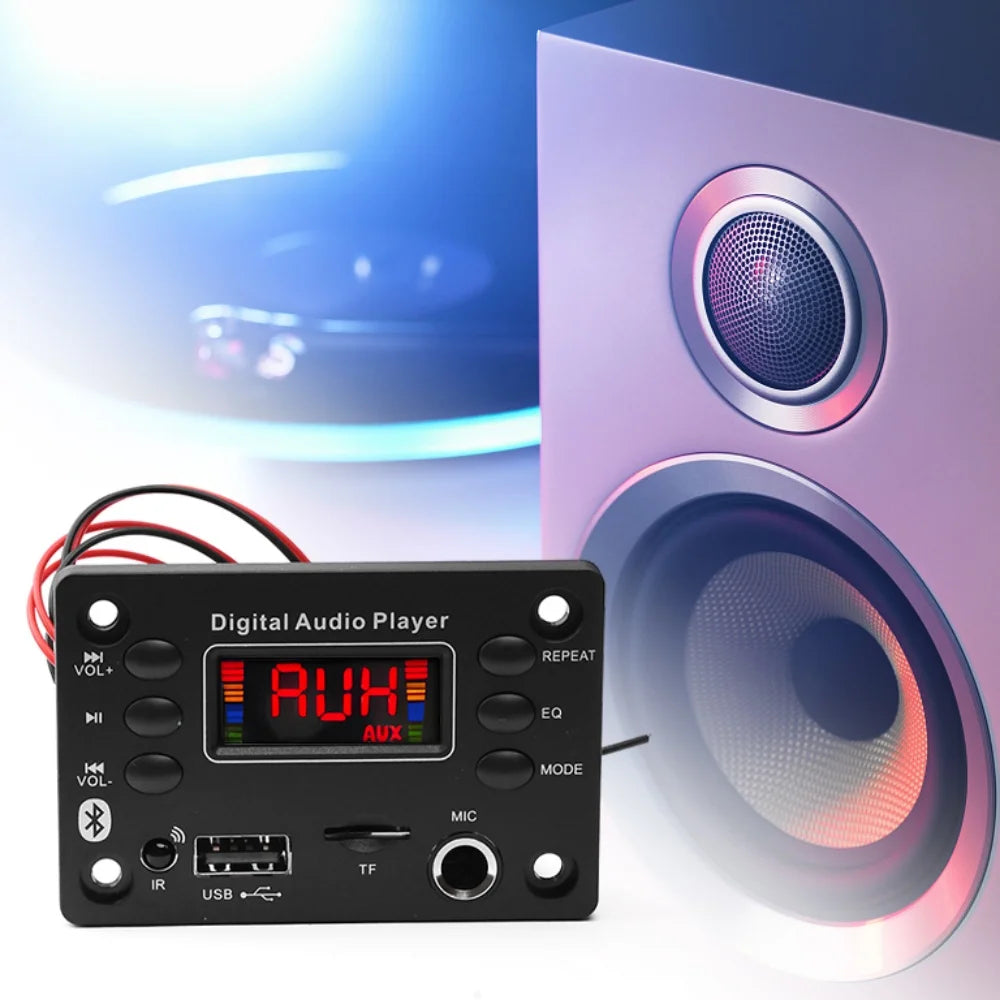 DC7-16V Bluetooth 5.0 MP3 Decoder Board 2x25W Car Audio Amplifier Board With Radio Function & Microphone Jack