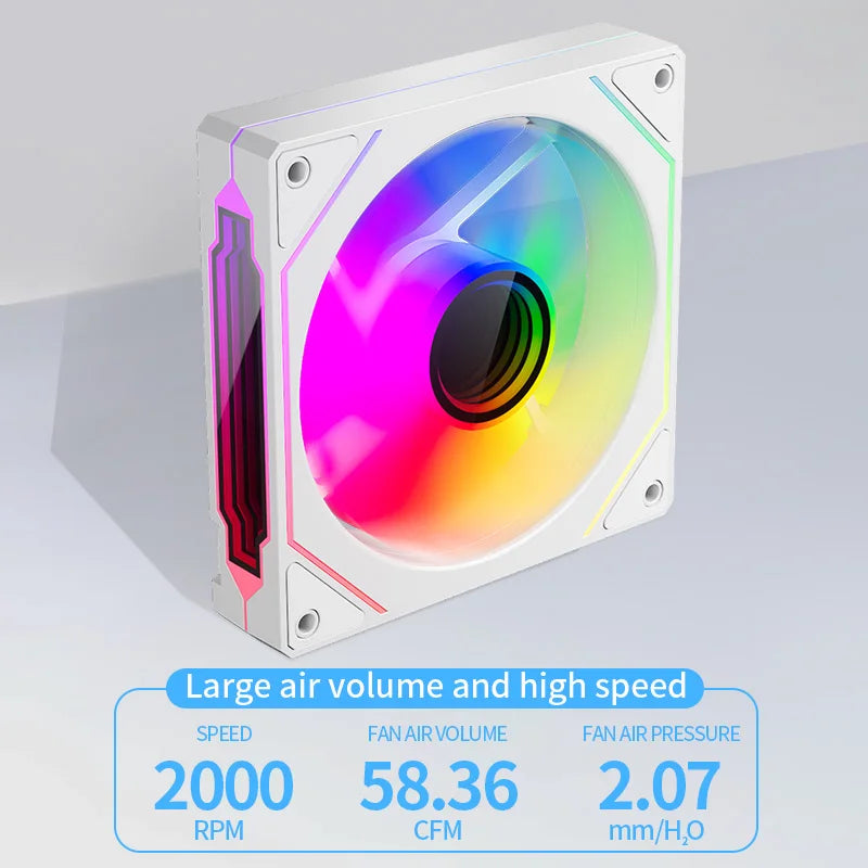 TEUCER Prism4 Forward/Reverse Fans 120MM 5V 3PIN ARGB 12V 4PIN PWM  2000RPM Hydraulic Bearing Design Stable&Quiet For Gamer