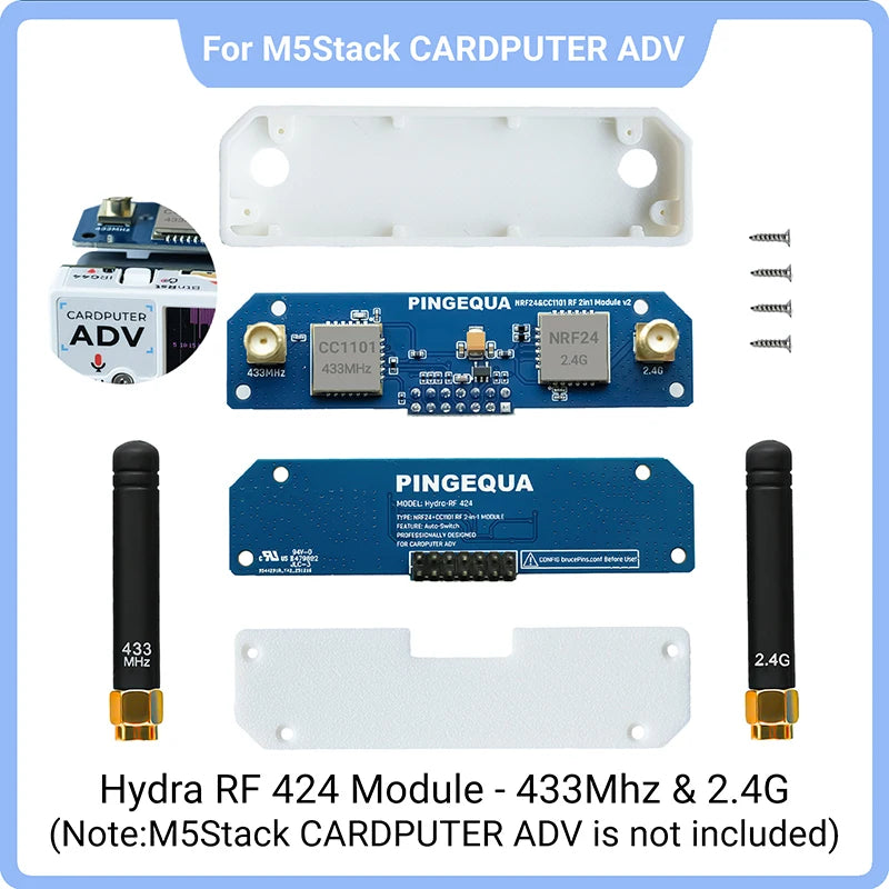 M5Stack Cardputer ADV RF Module 2-in-1, NRF24 & CC1101 Dual-Band Board, Enhanced Antenna Design, Stable 2.4G/433M Signal