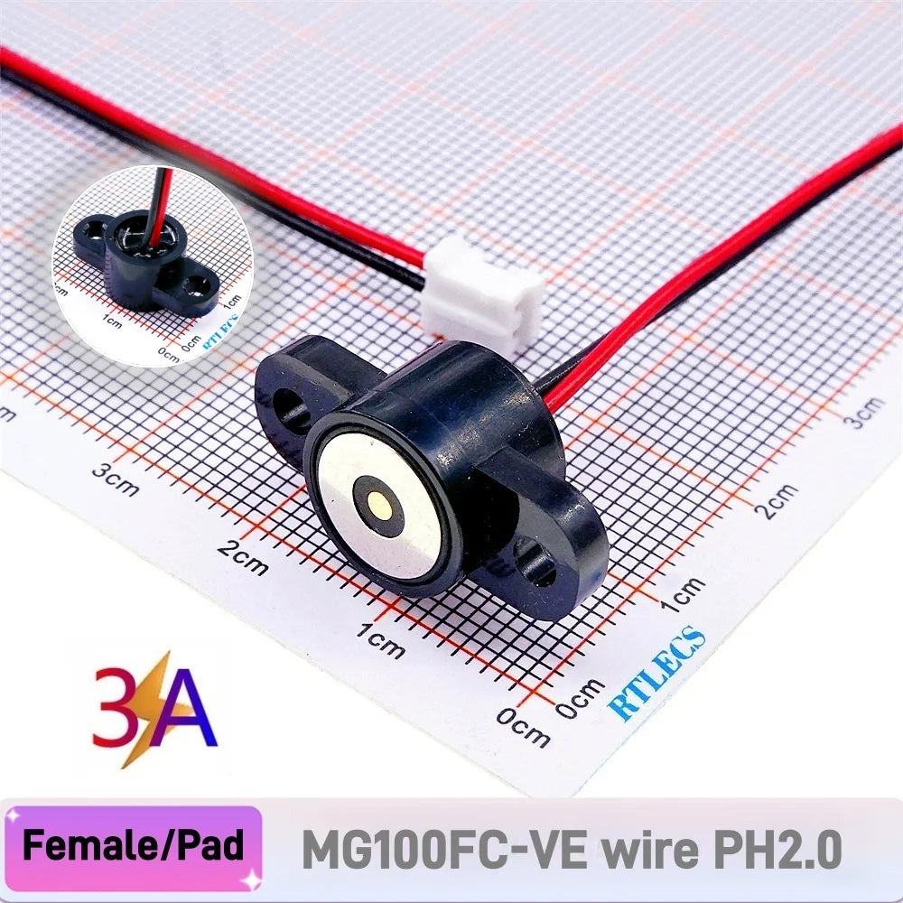 Circular High Current 3A 12V Magnetic Connector Threaded Panel Mount Holes Self-Locking Waterproof Terminals Charging Wire PH2.0
