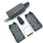 1-10 Sets DIY USB 2.0 Connector Plug A Type Male 4 Pin Adapter Socket Solder Type Black Plastic Shell For Data Connection Plug
