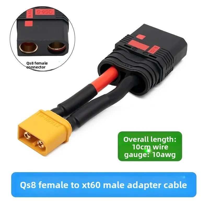 QS8 Female To XT90 Female Adapter Cable, 10AWG Anti-Spark Conversion Wire for RC Models