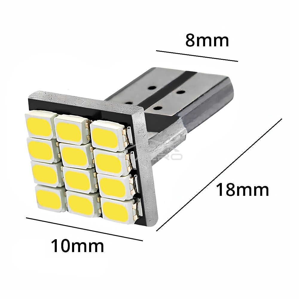 10PCS T10 W5W 12SMD 1206 Car Wedge White LED DC 12V Canbus No Error Decoder External Lights License Plate Lamp Corner Backup Led