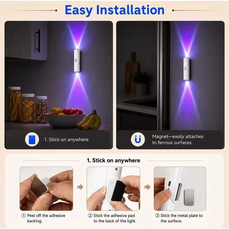 LED Motion Sensor Light Wall-Mounted Dual-Head Night Lamps Magnetic Wall Lamp for Entryway Bedside Closet Living Room Bedroom