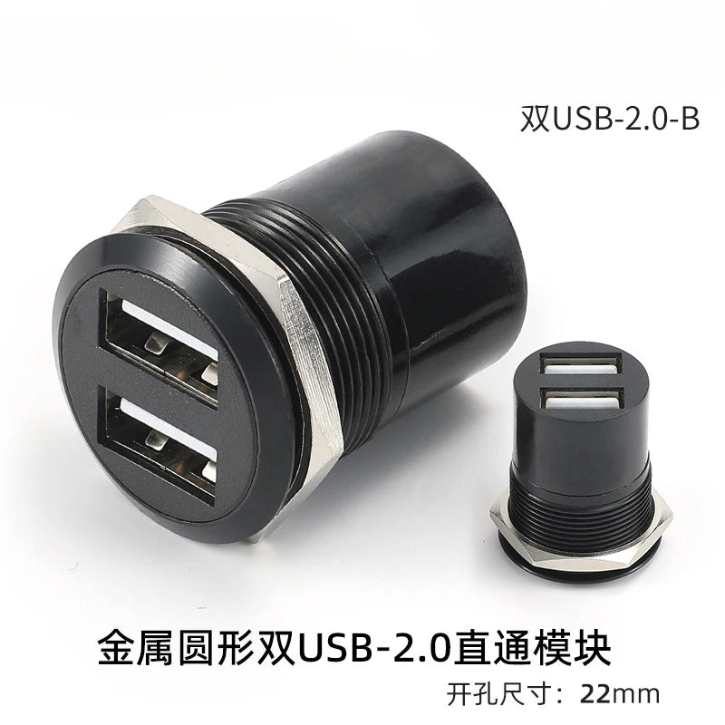 C-type USB3.0 Panel Socket Metal 22mm Circular Dual USB 2.0/3.0 Thread Module Connector USB Interface Type-C HDMI Plug Sockets
