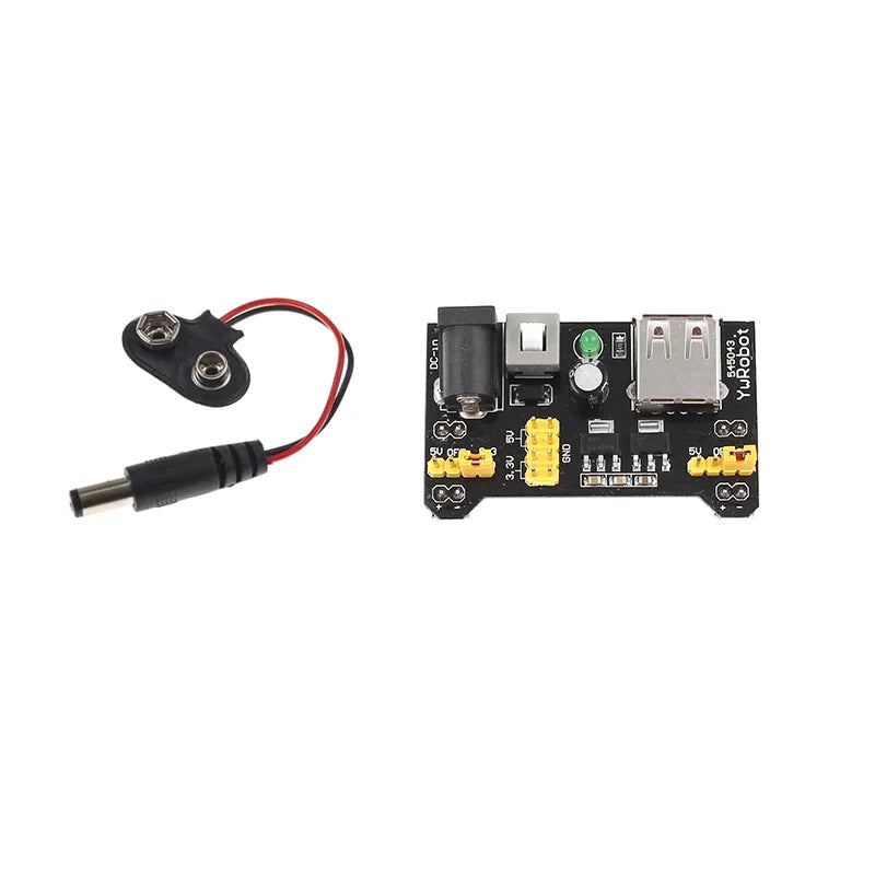 MB102 Breadboard Power Supply Module + MB-102 830/400 Points Solderless Breadboard Kit with 65 Flexible Jumper Wires 3.3V/5V