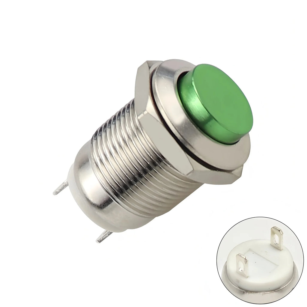 12mm Metal Button Switch Waterproof 1NO 3A High Head Momentary Suitable for Doorbells Car Start Horns Computer Automatic Reset