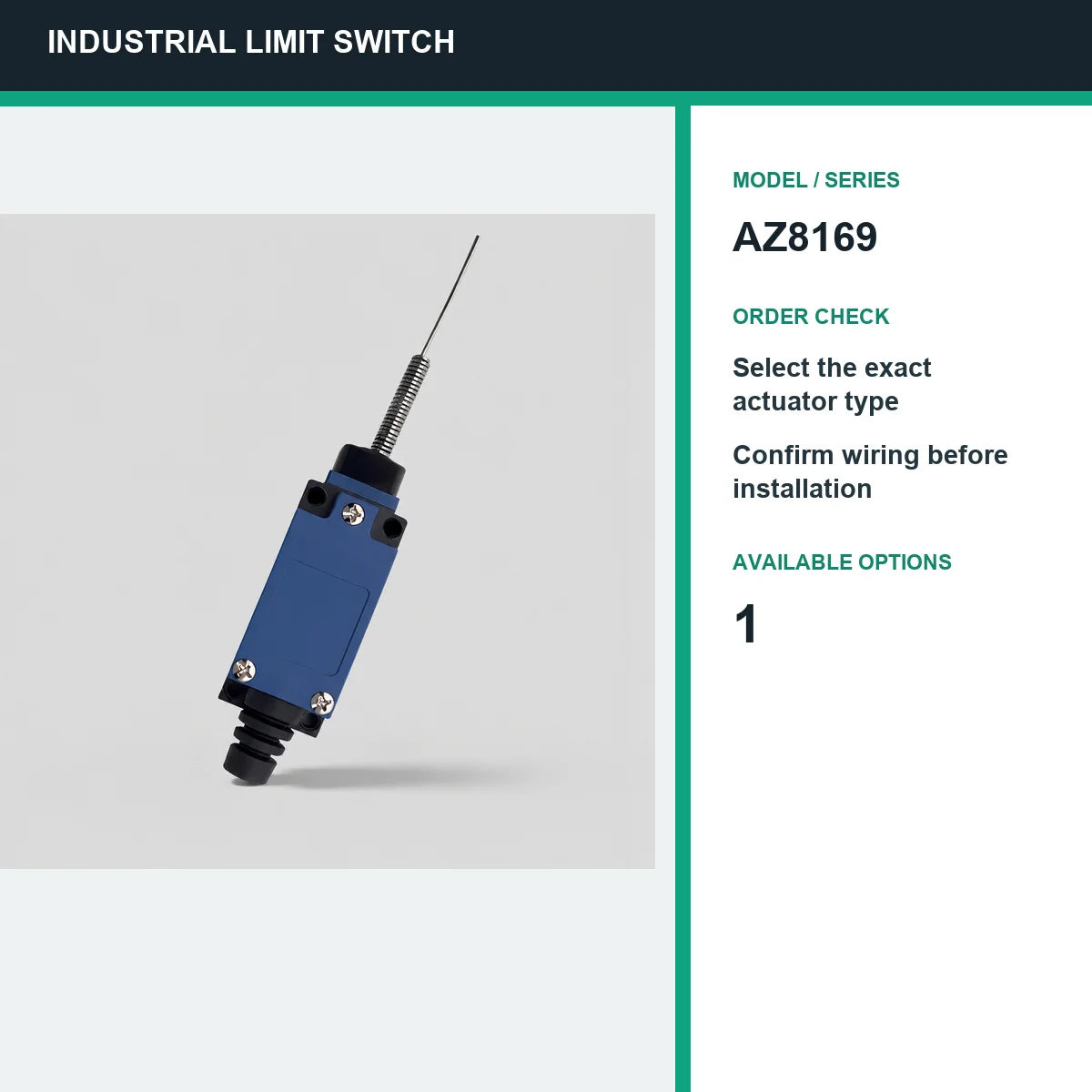 TEZUO AZ8169 IP65 Limit Switch Micro Travel Switch for Industrial Automation