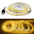 USB COB Lamp Strip DC5V 320LEDs/M White/Red/Pink/Ice Blue/Yellow Cabinet Light Lamp TV Backlight Flexible Ribbon Rope LED Strip