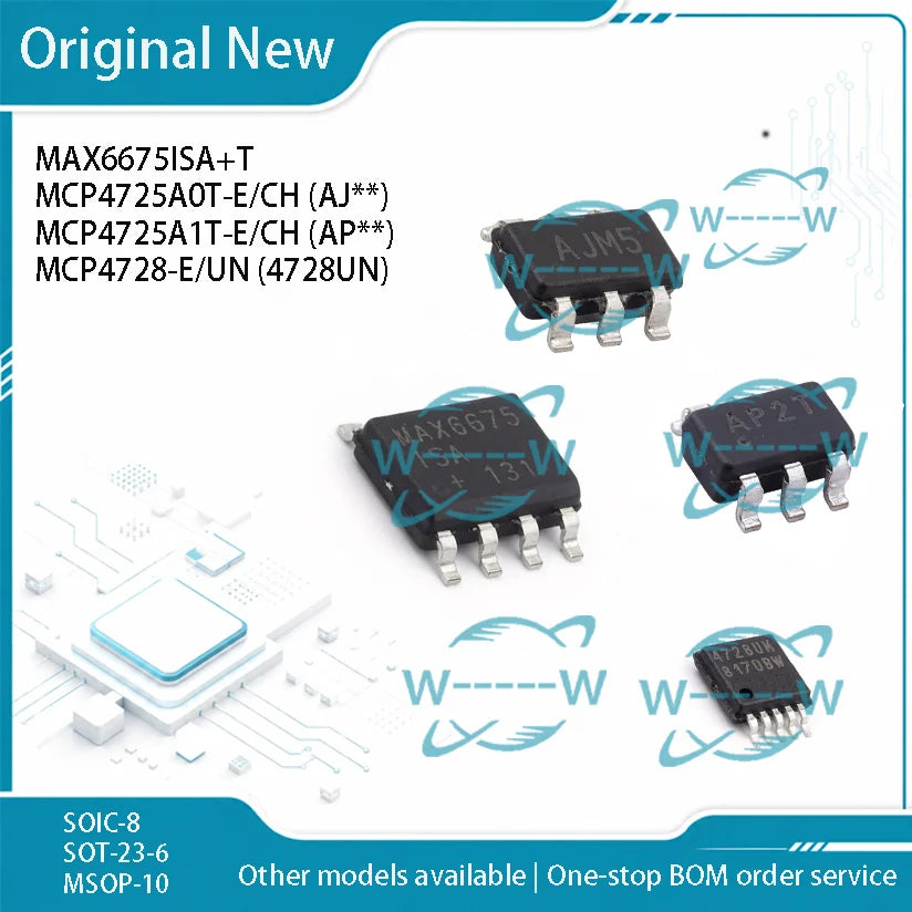 5-50PCS)NEW MAX6675ISA+T MCP4725A0T-E/CH AJ MCP4725A1T-E/CH AP MCP4728-E/UN 4728UN MAX6675 MCP4725A0 MCP4725A1 MCP4728 IC CHIP