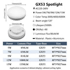 1-10pcs Hight Lumen GX53 LED Bulb 5W-15W 220V Disc Frosted Puck Warm Light 3000K,Reflector, 60W Equivalent,  Retrofit The GX53