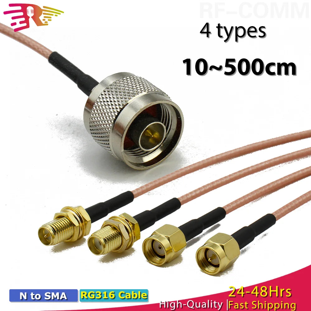 RG316 L16 N To SMA RPSMA Male Female Straight Coax Extension Jumper Pigtail Cable N Type To SMA Connector Crimp Fast Delivery